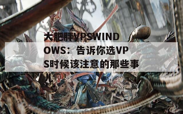 大肥胖VPSWINDOWS：告诉你选VPS时候该注意的那些事儿