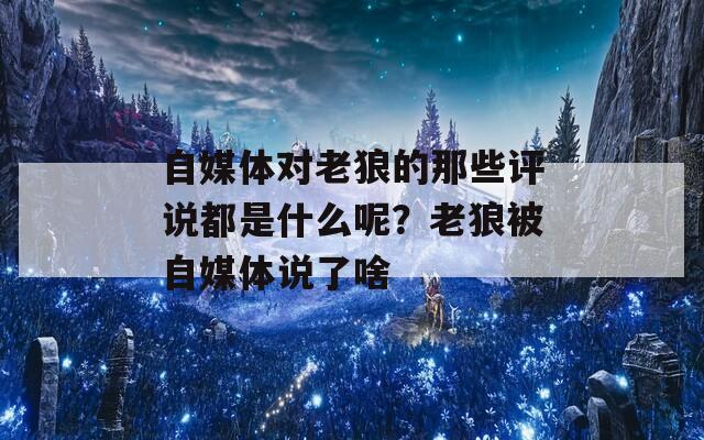 自媒体对老狼的那些评说都是什么呢？老狼被自媒体说了啥