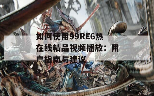 如何使用99RE6热在线精品视频播放：用户指南与建议