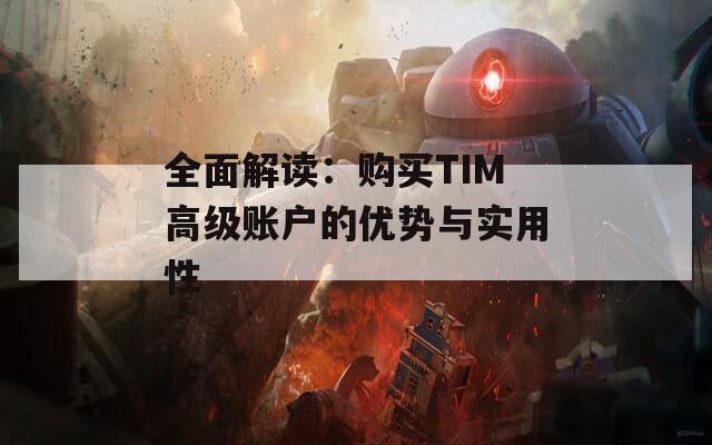 全面解读：购买TIM高级账户的优势与实用性