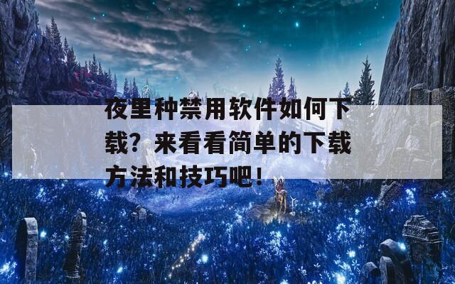 夜里种禁用软件如何下载？来看看简单的下载方法和技巧吧！