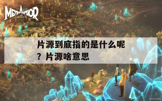 片源到底指的是什么呢？片源啥意思
